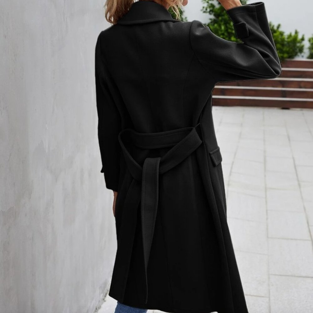 Light blush baby pink winter peacoat trench long jacket minimalist - Picture 10 of 16